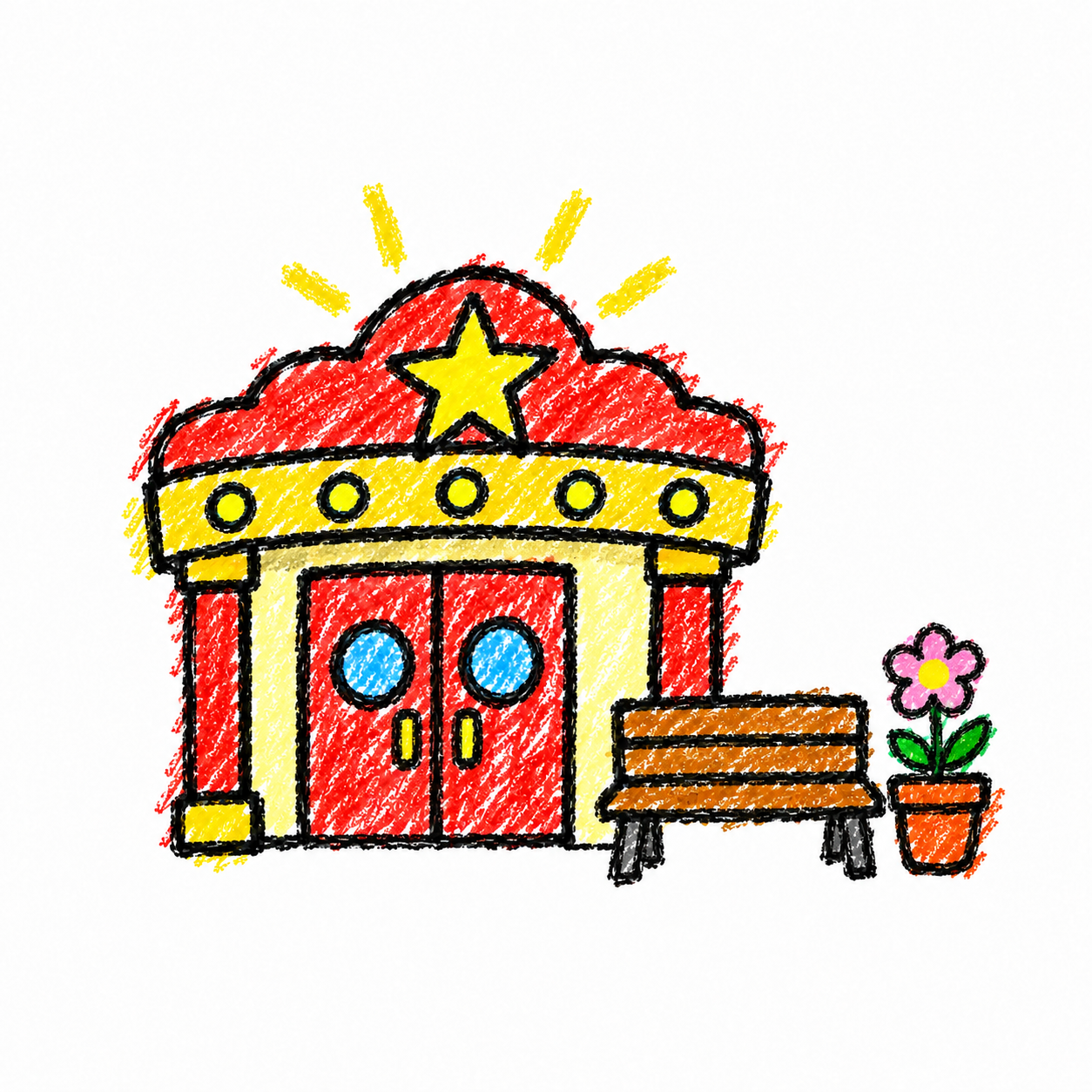 Cinema and park bench