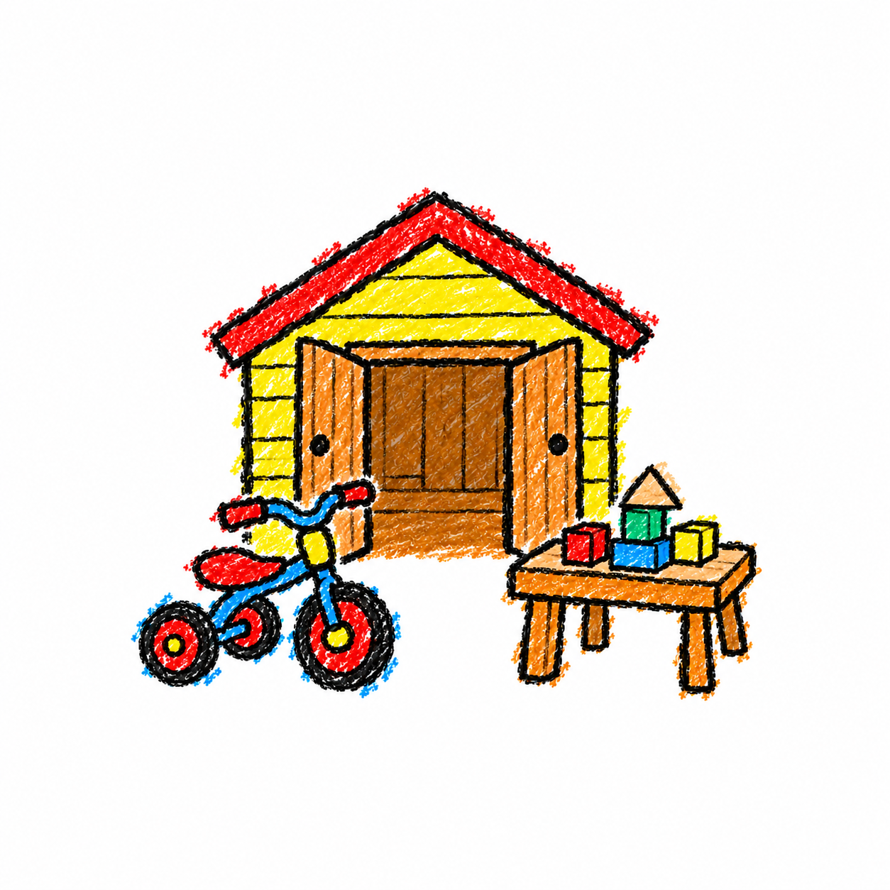 Toy workshop and tricycle