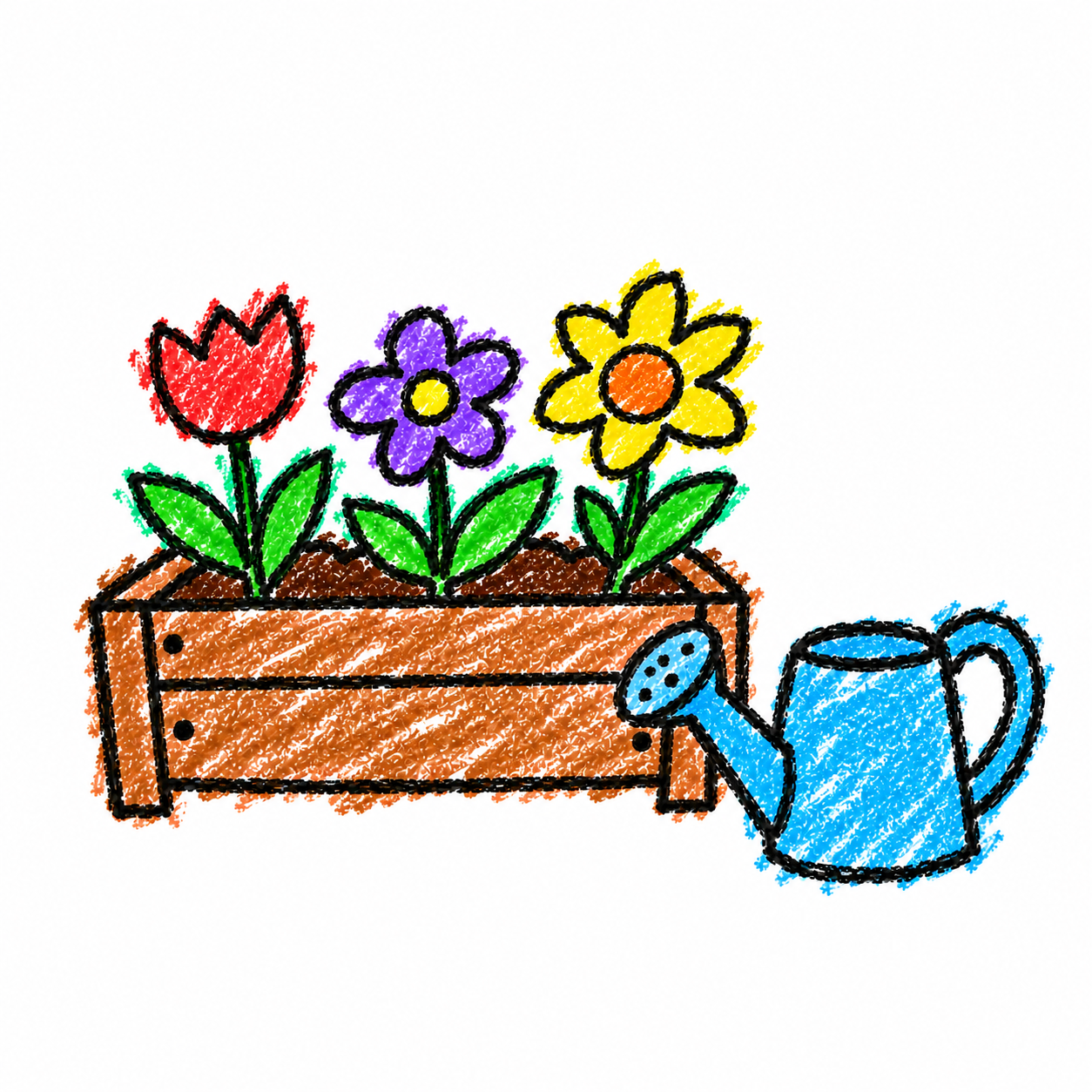 Community garden and watering can