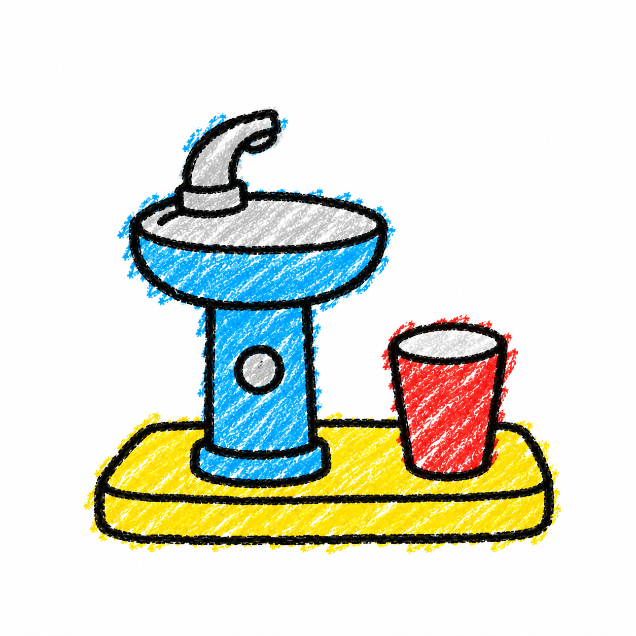 Drinking fountain and mug