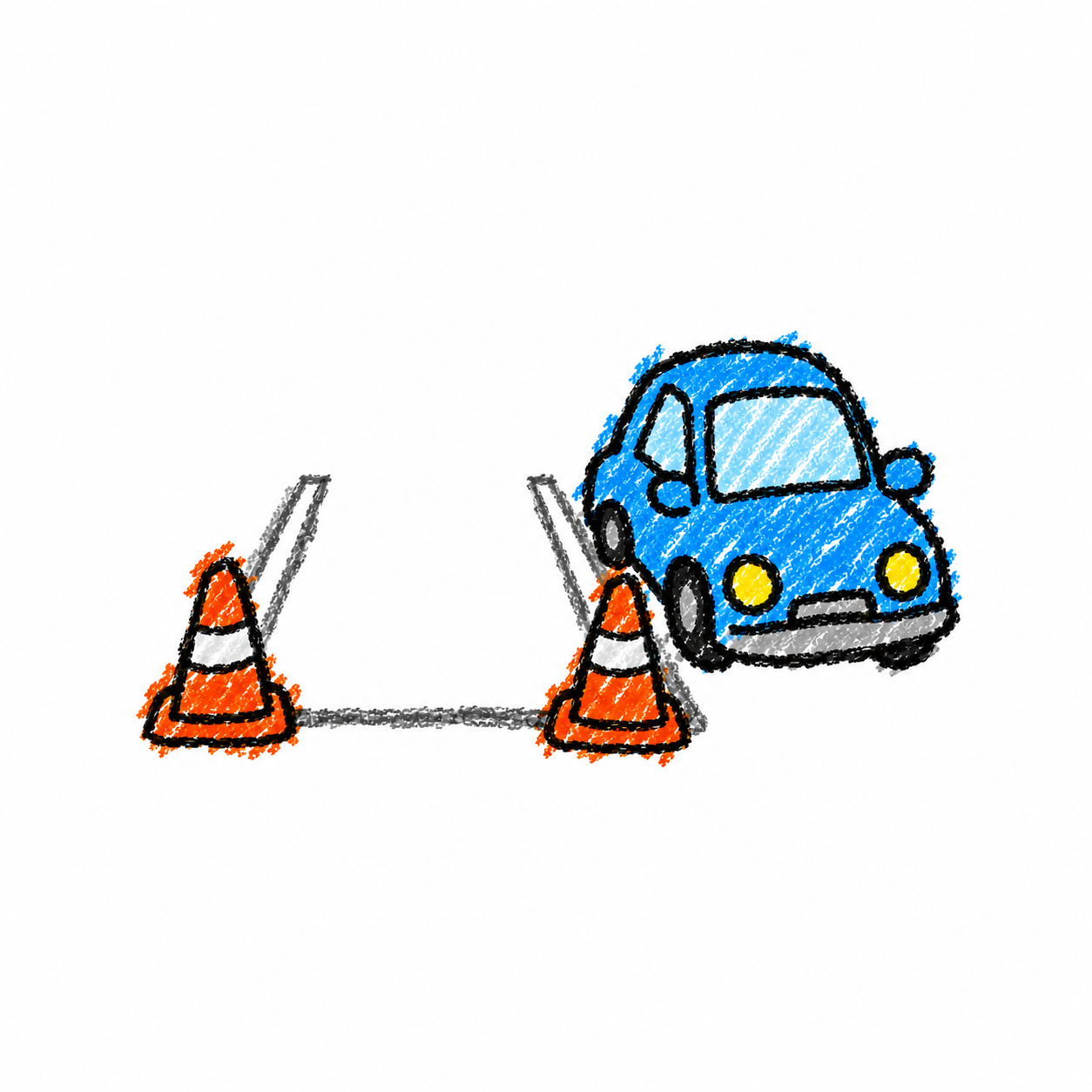 Traffic cone and little car