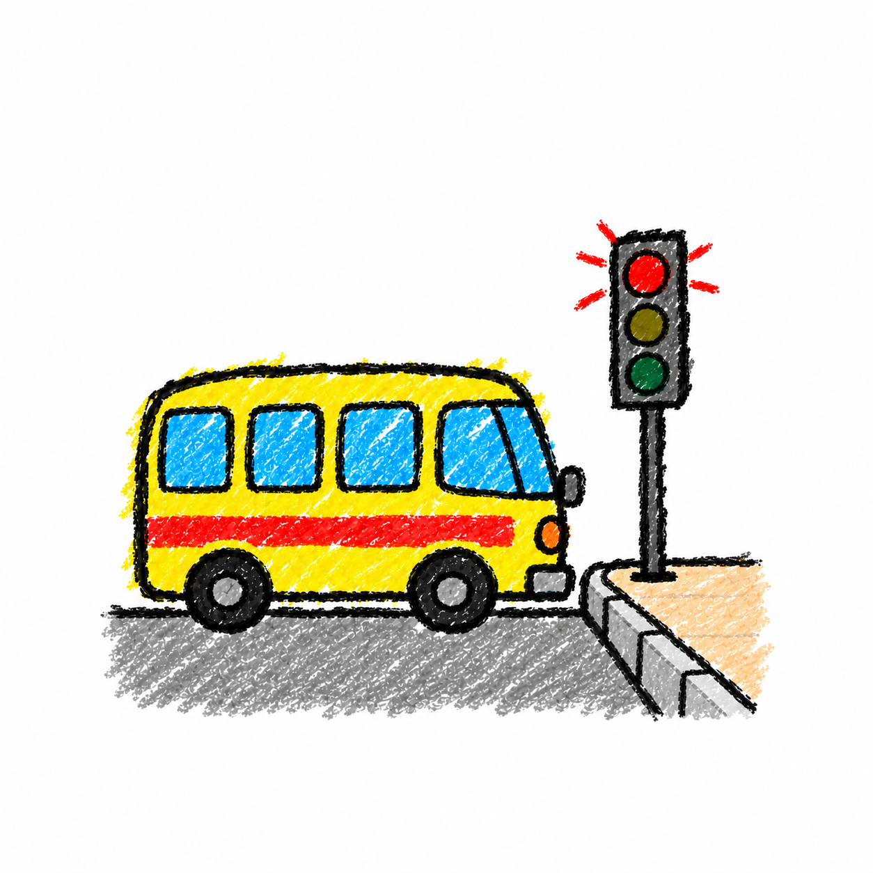 Traffic light and bus
