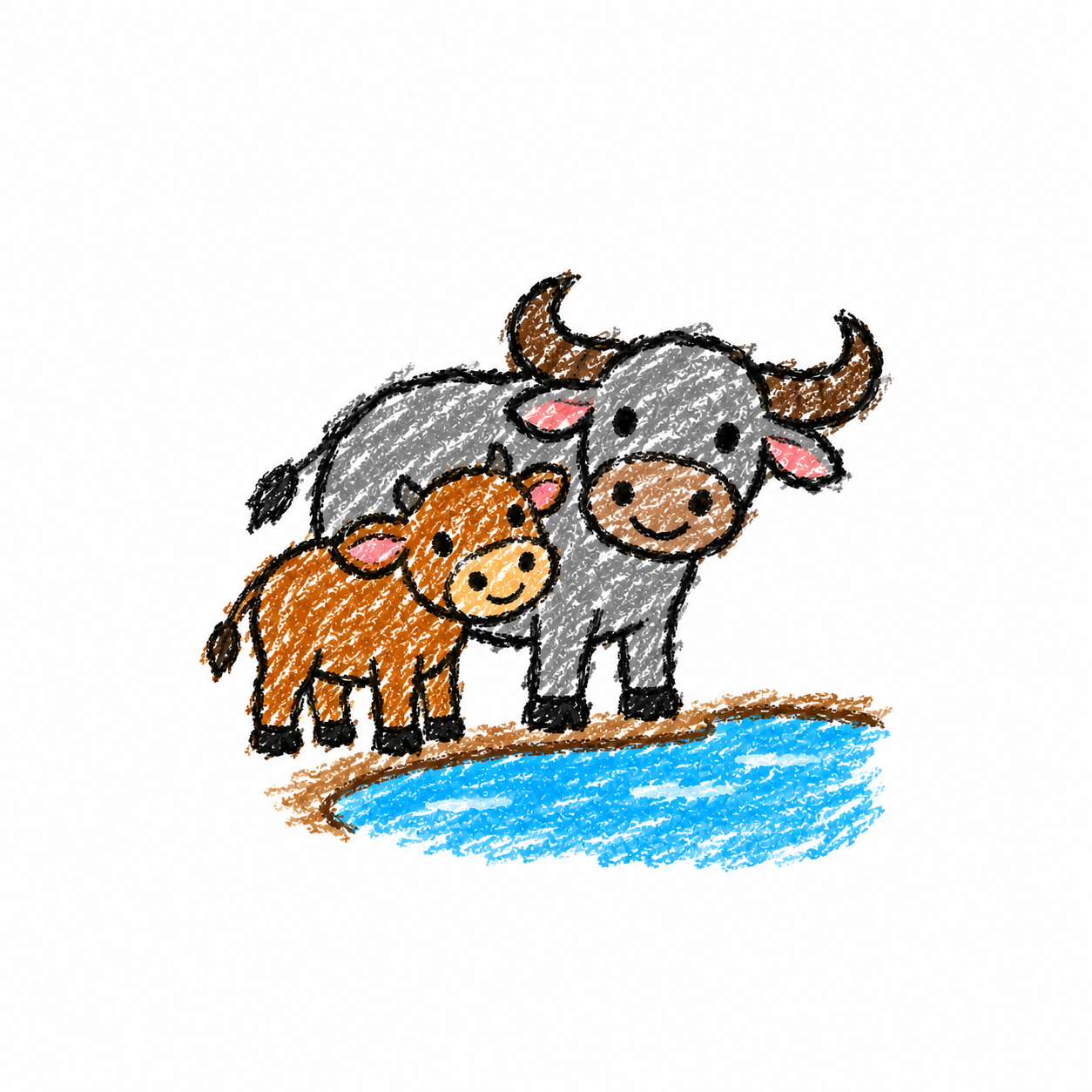 Young water buffalo Scene