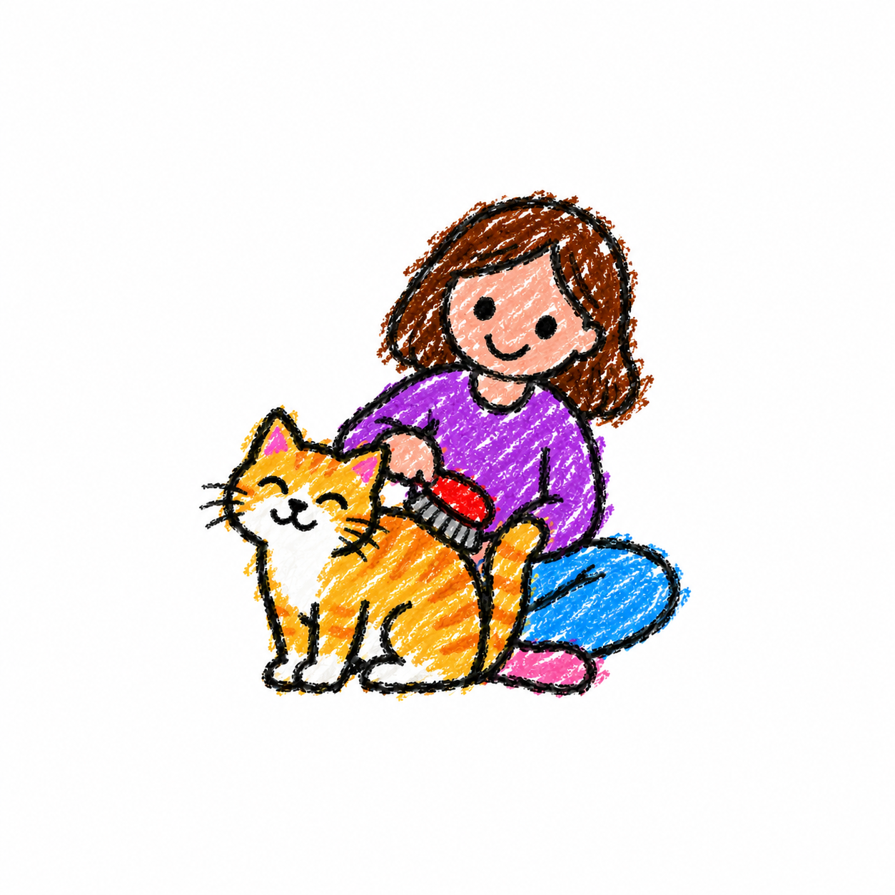Brushing a Cat Scene