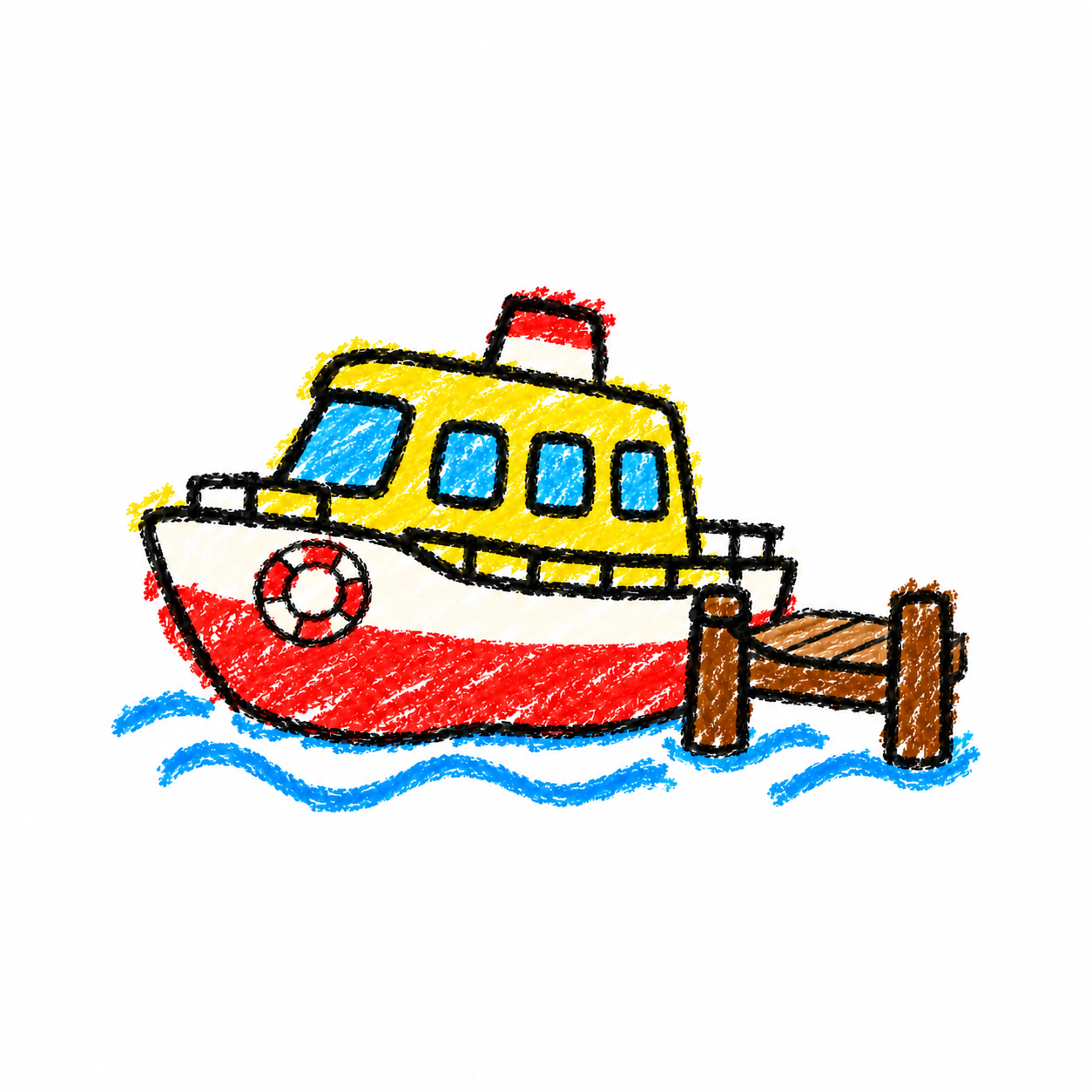 Ferry and wooden pier