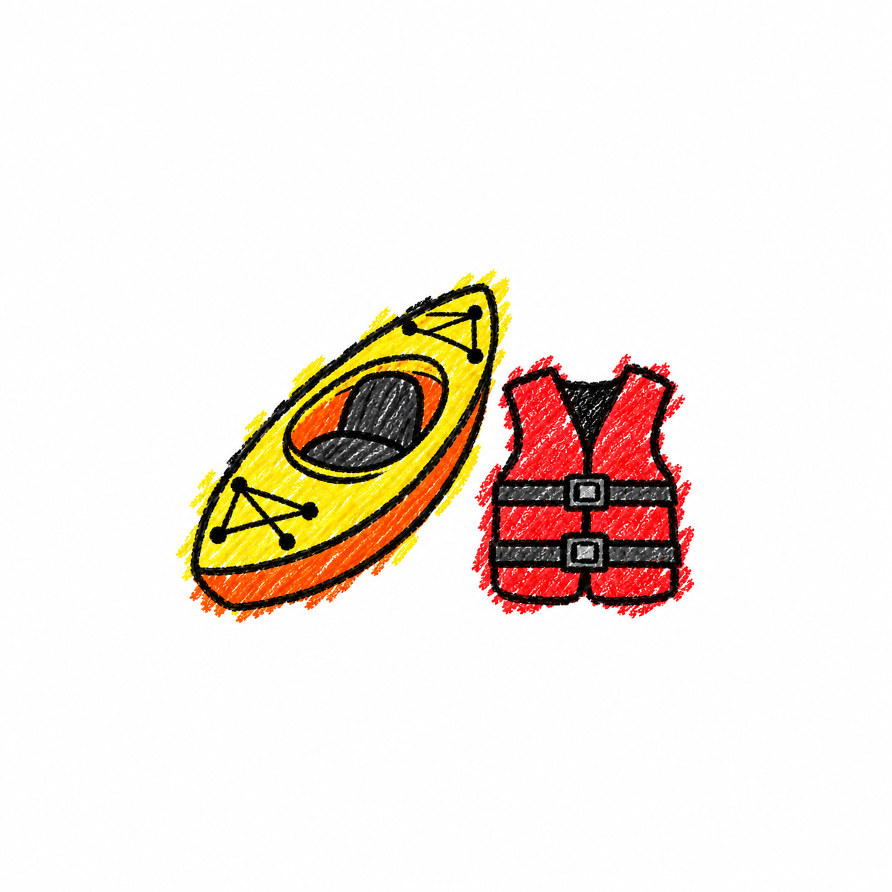 Kayak and life jacket