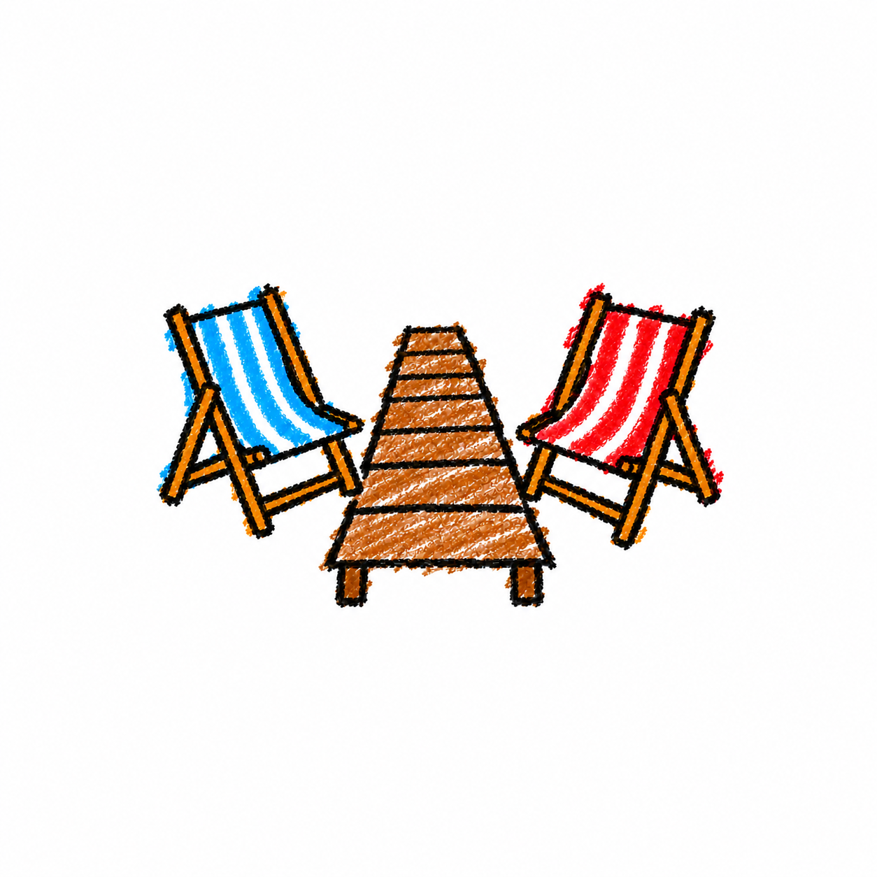 Seaside boardwalk and beach chair