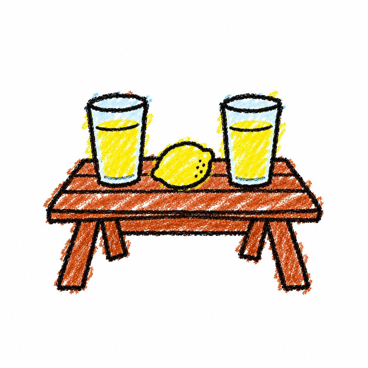 Picnic table and lemonade