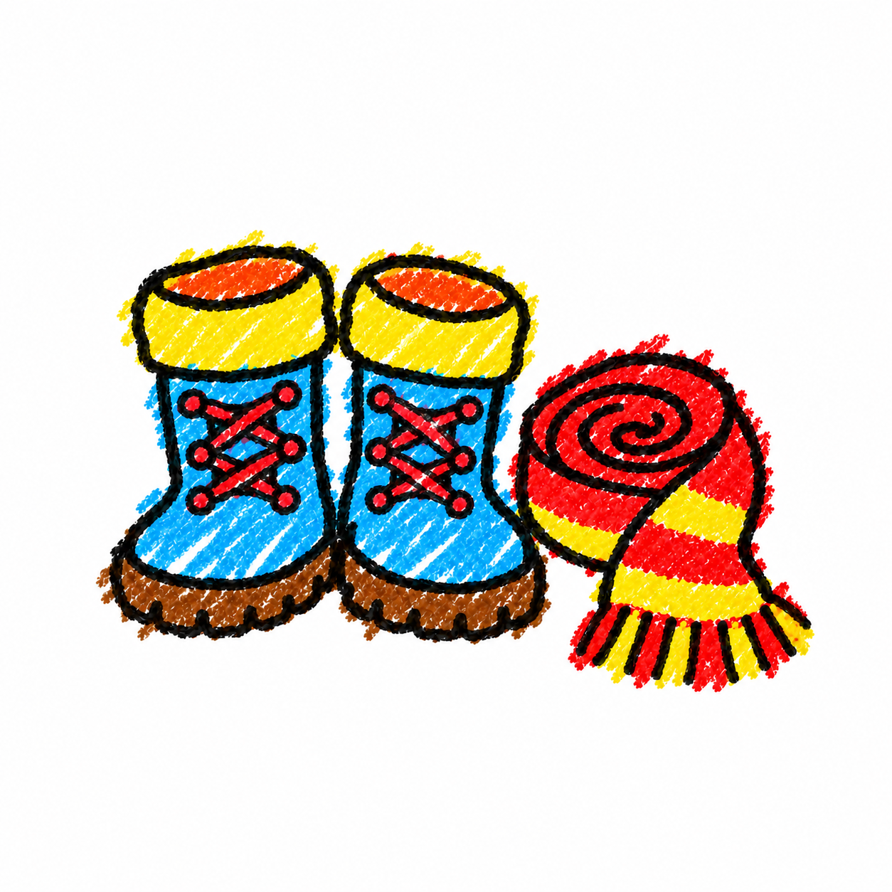 Snowshoes and scarf