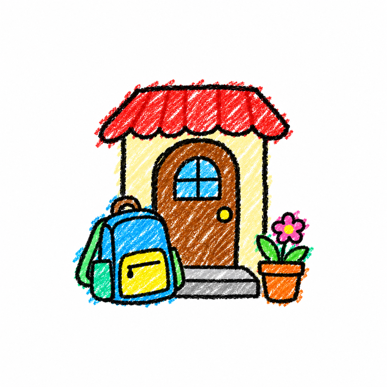 Small inn and travel backpack
