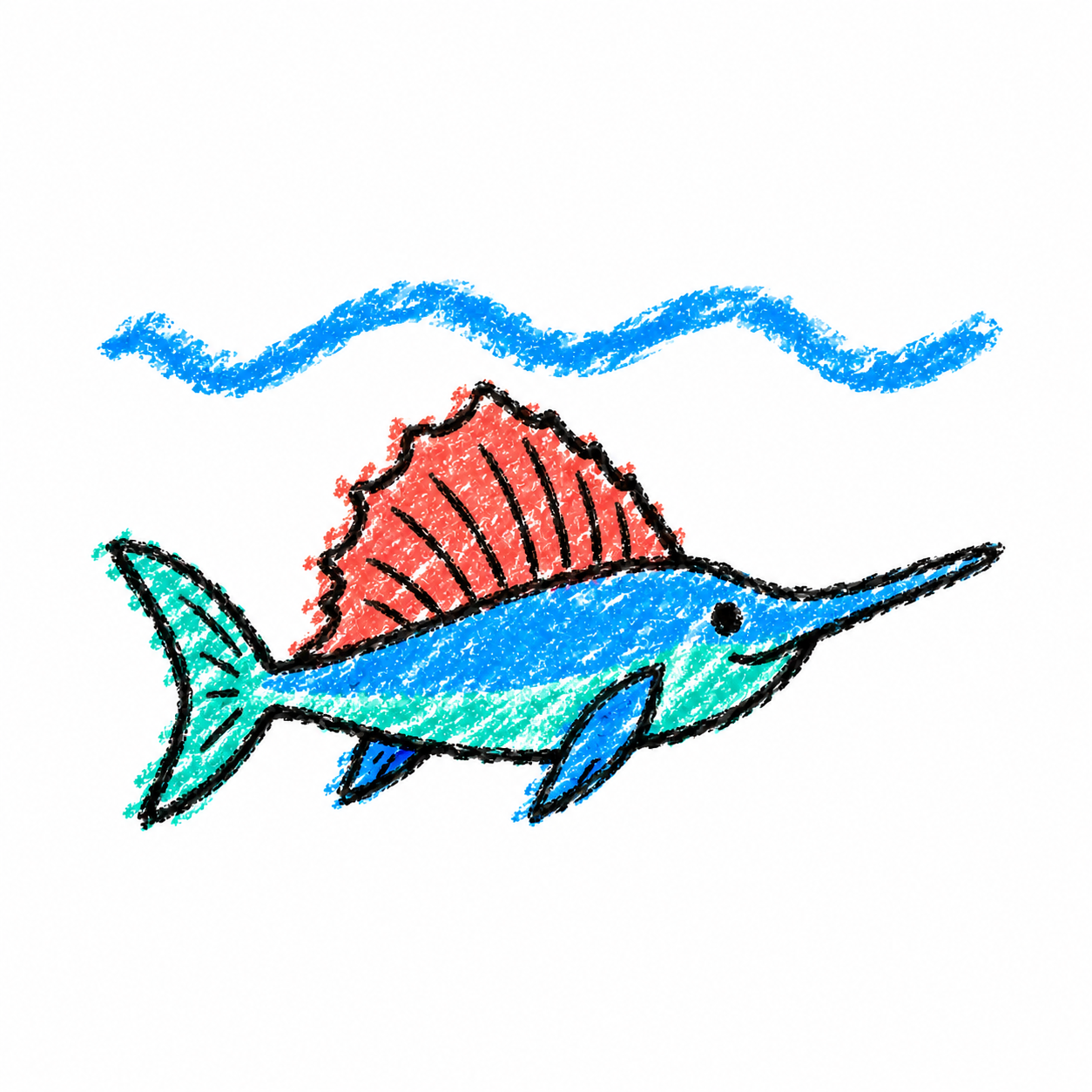 Sailfish and ocean wave