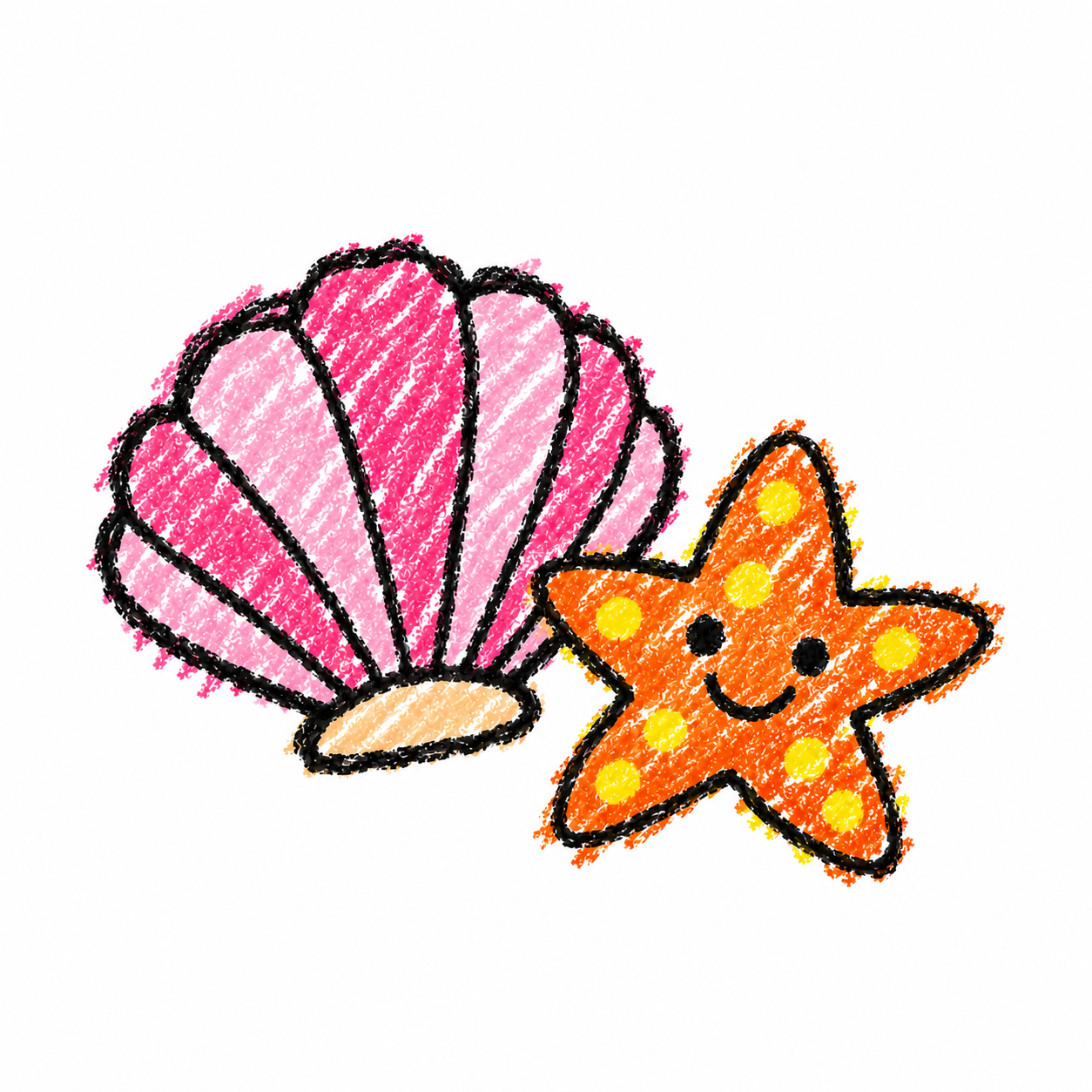 Scallop and starfish