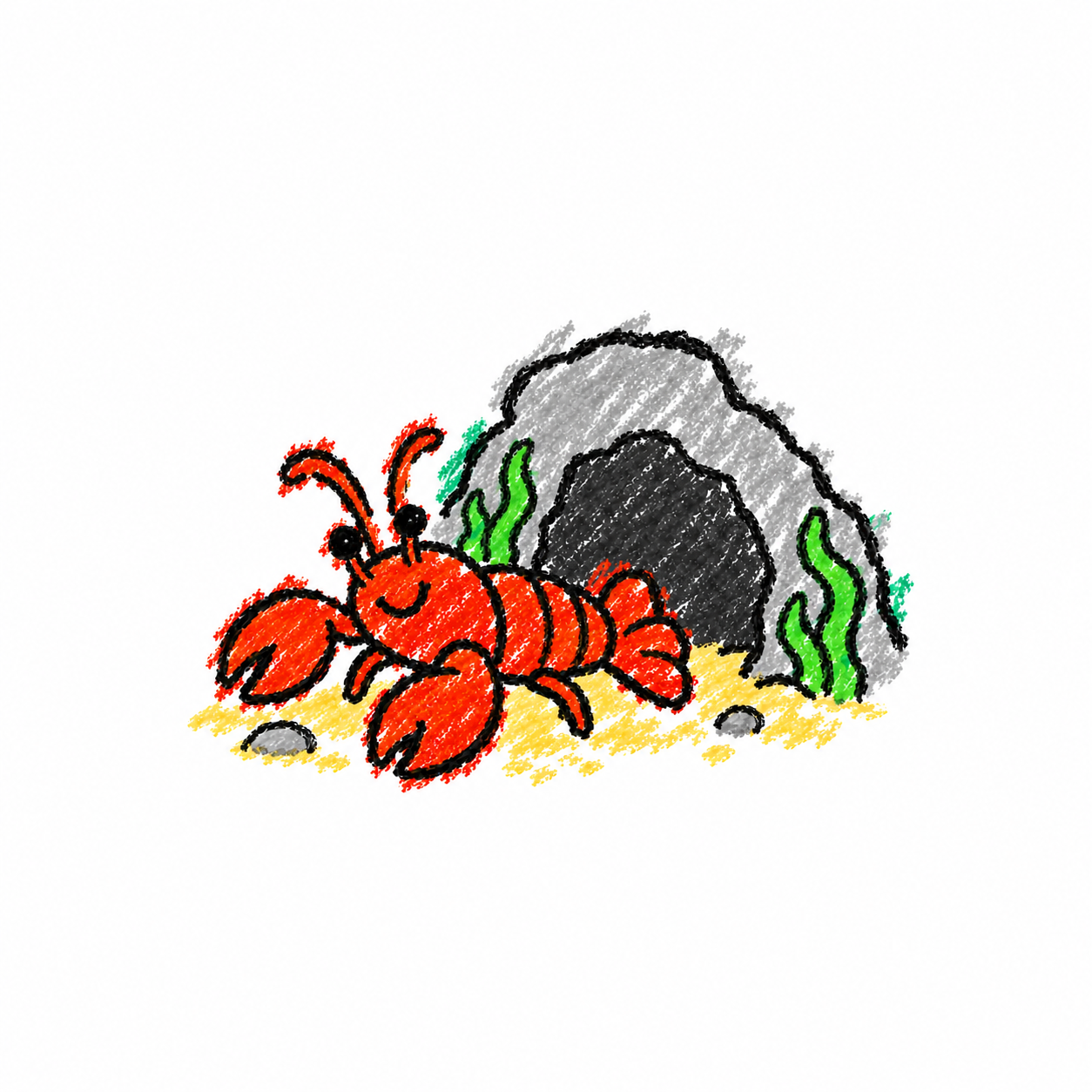 Lobster and underwater cave