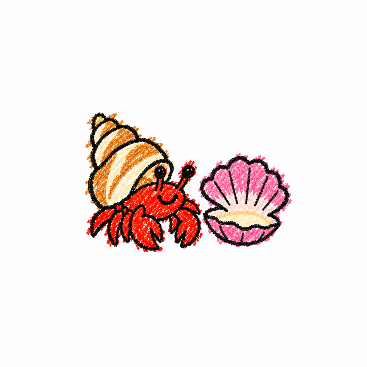 Hermit crab and scallop