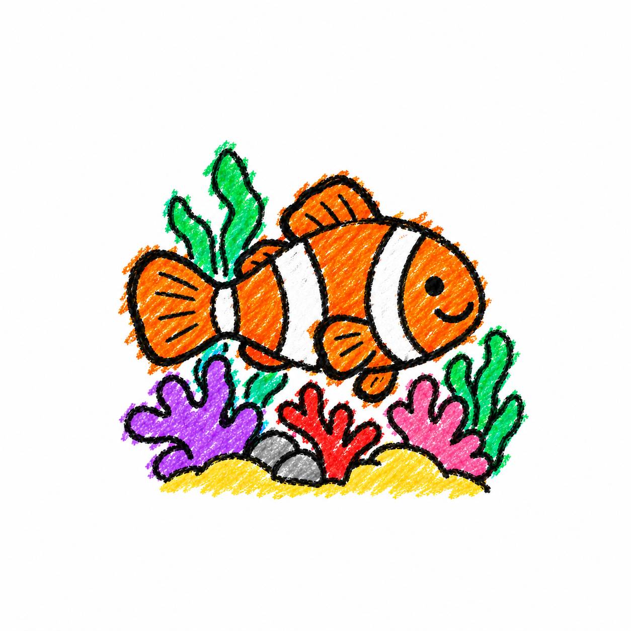 Coral garden and clownfish