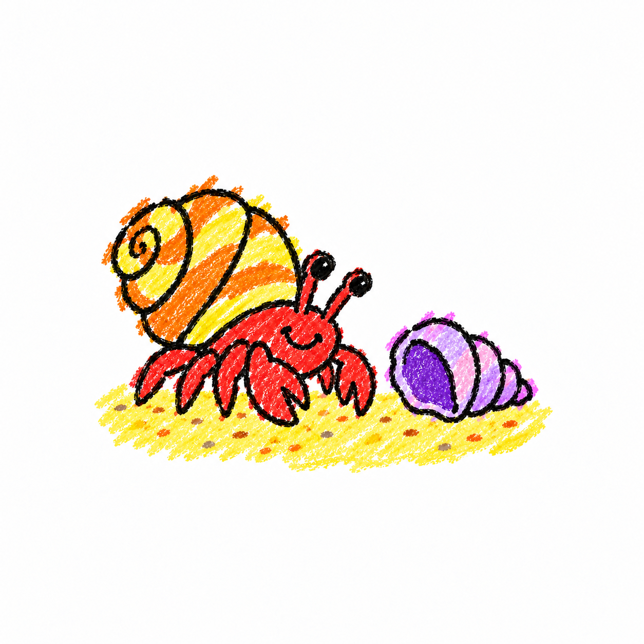 Seafloor trail and hermit crab