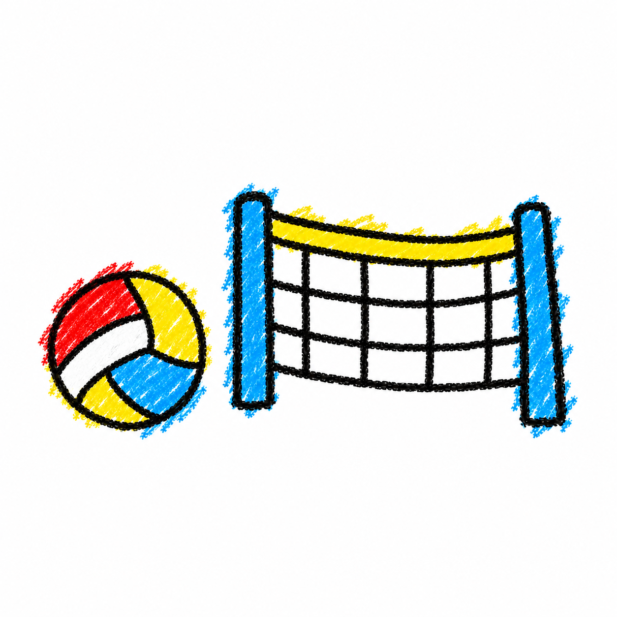 Volleyball and sports net