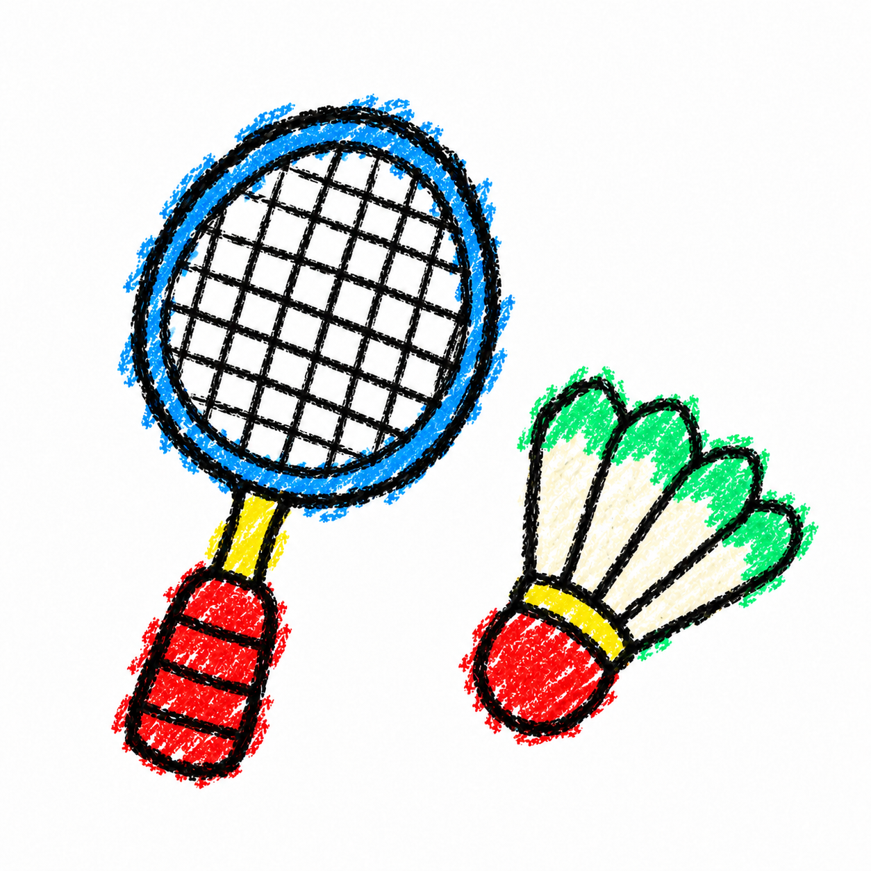 Shuttlecock and badminton racket