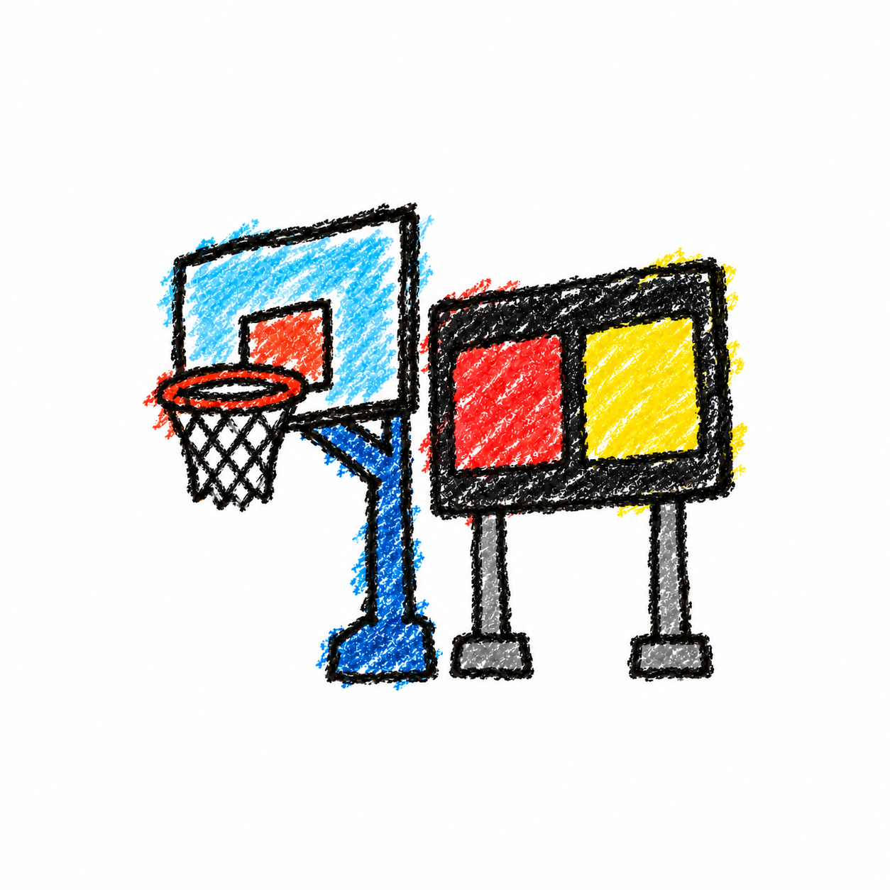 Basketball hoop and scoreboard