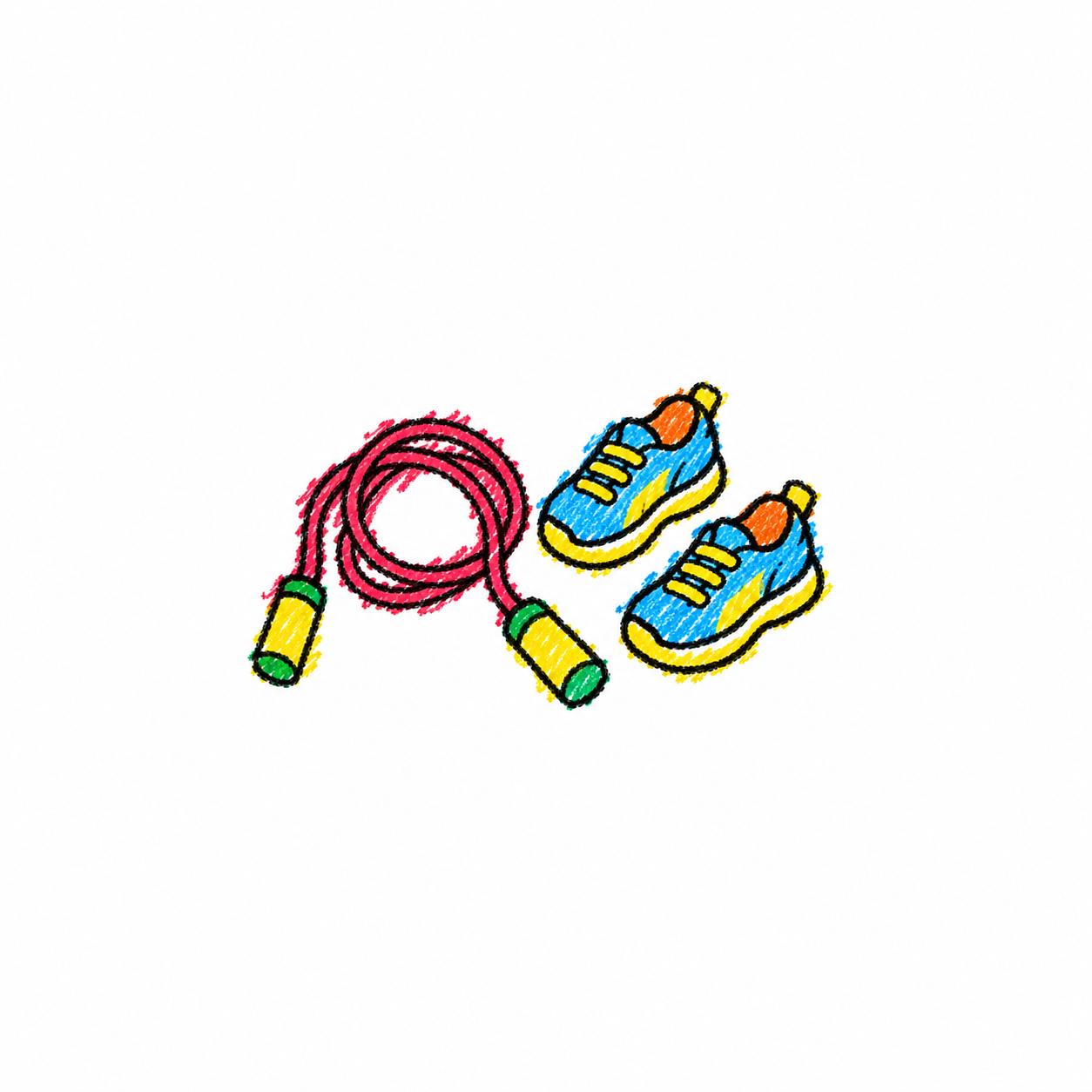 Jump rope and sports shoes