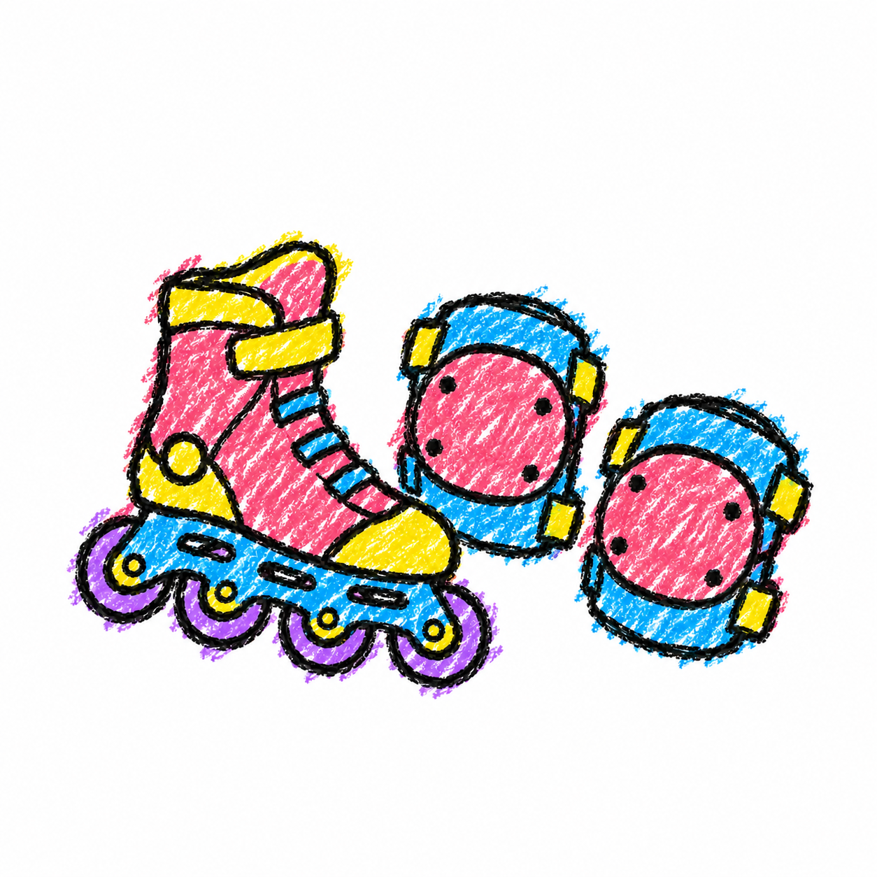 Roller skates and knee pads