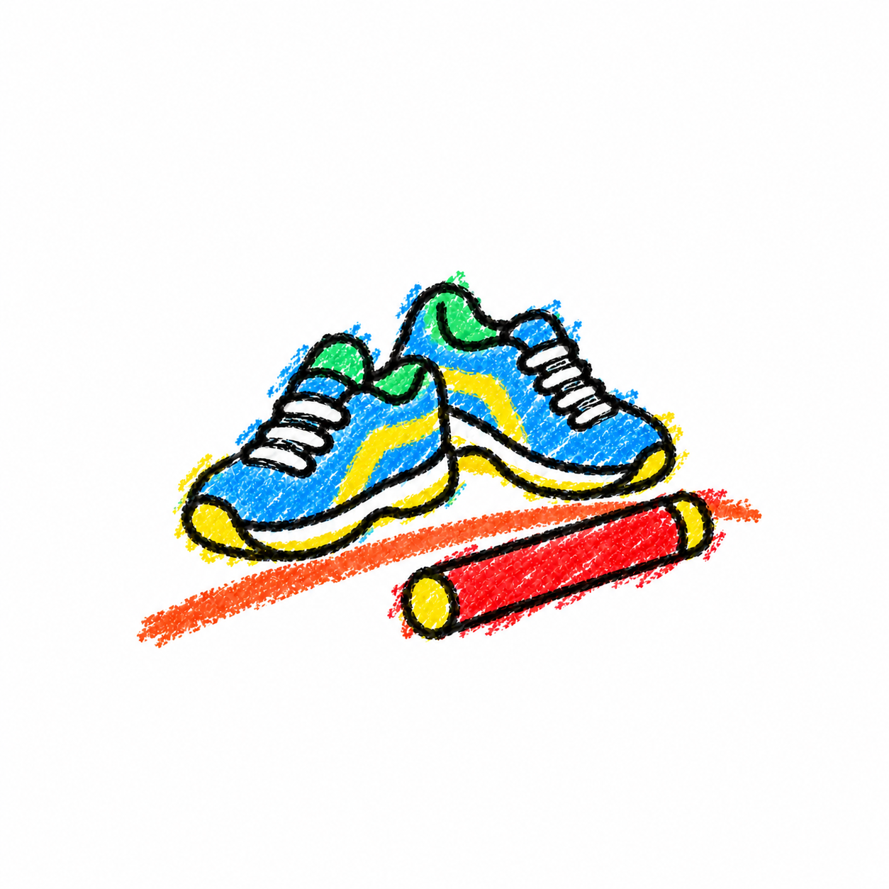 Relay baton and sports shoes