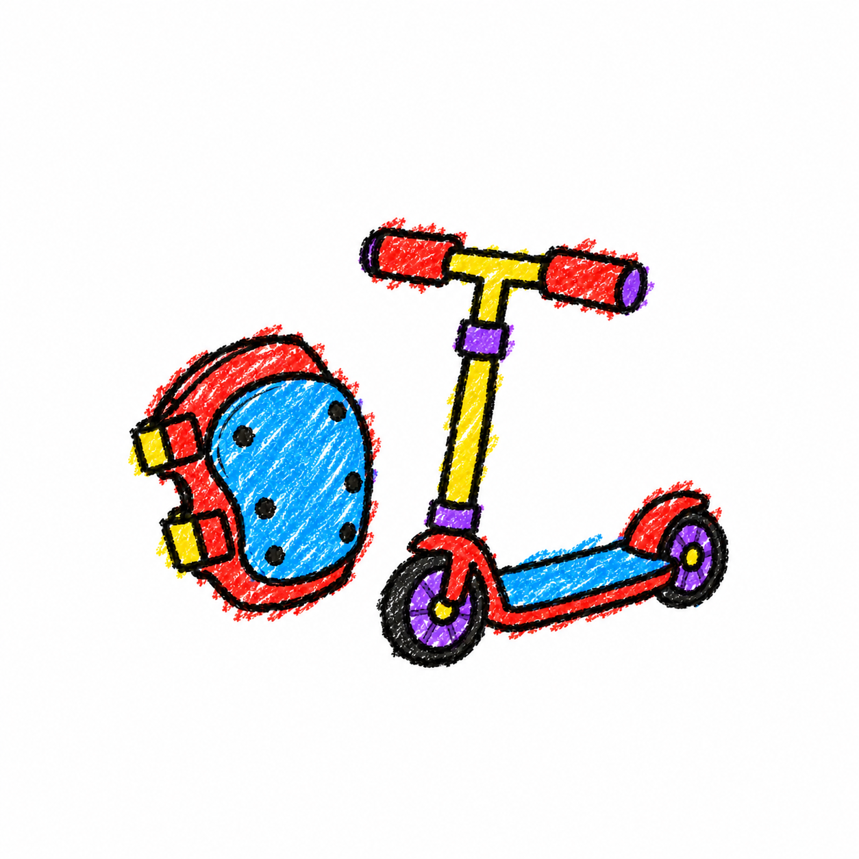 Knee pads and kick scooter
