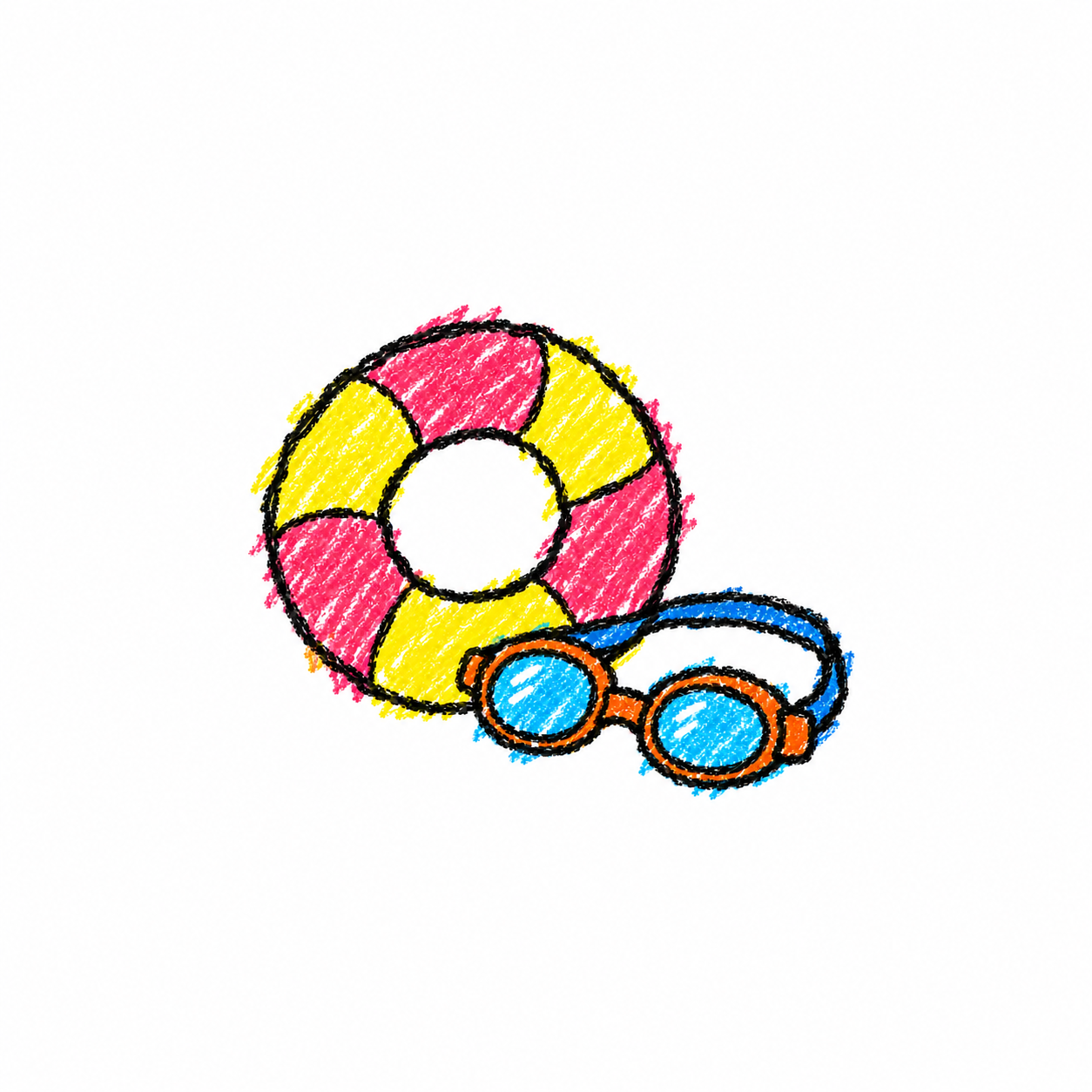 Swim ring and swim goggles