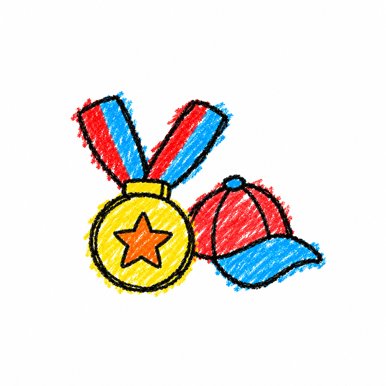 Medal and baseball cap