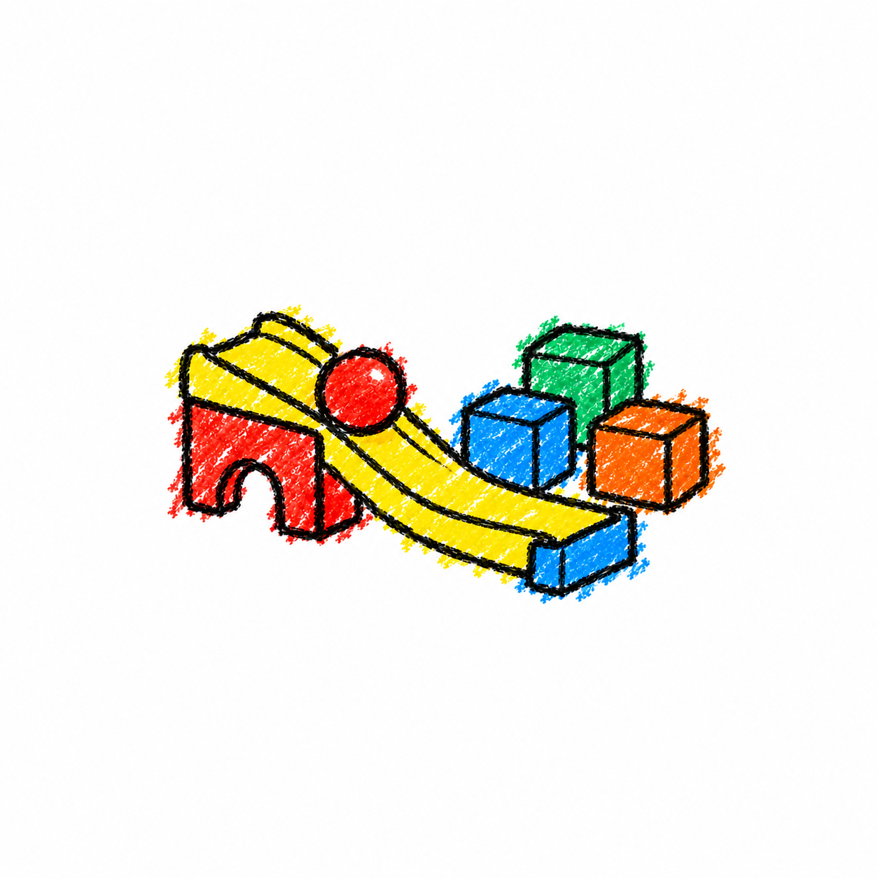 Ball track and square block