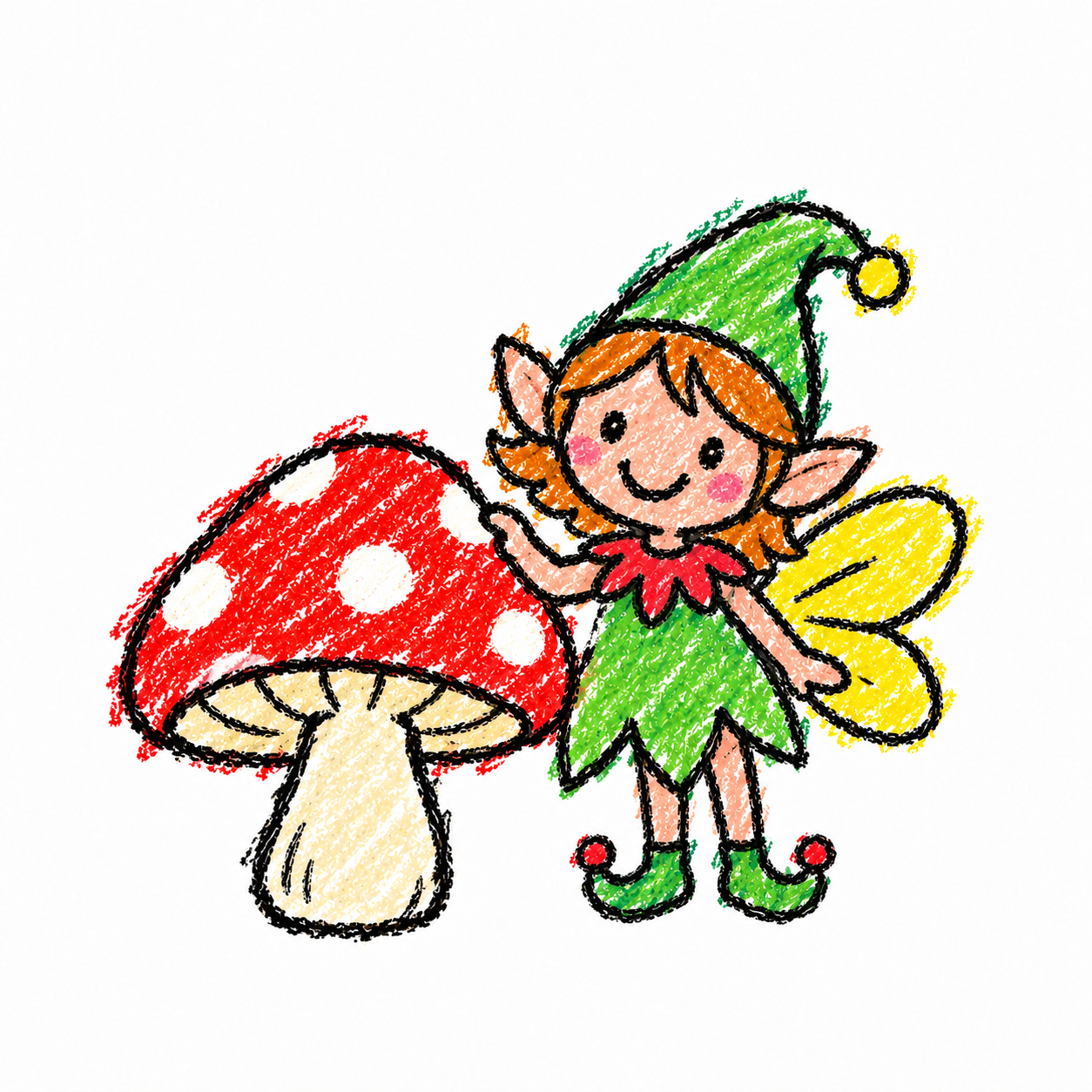 Little elf and mushroom