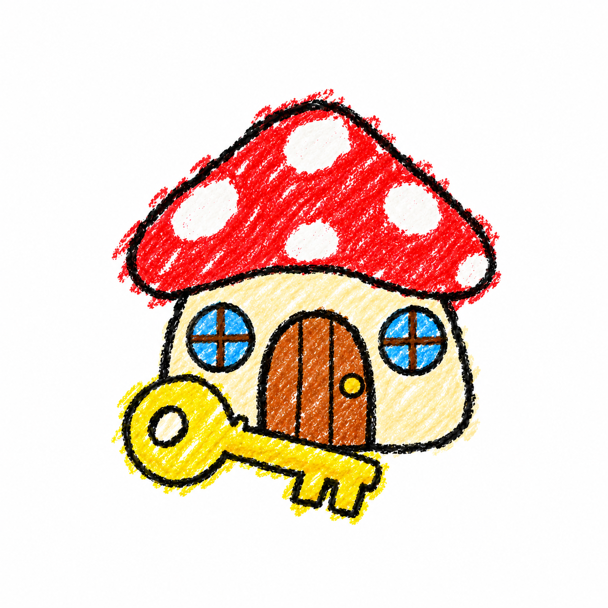 Mushroom house and storybook key