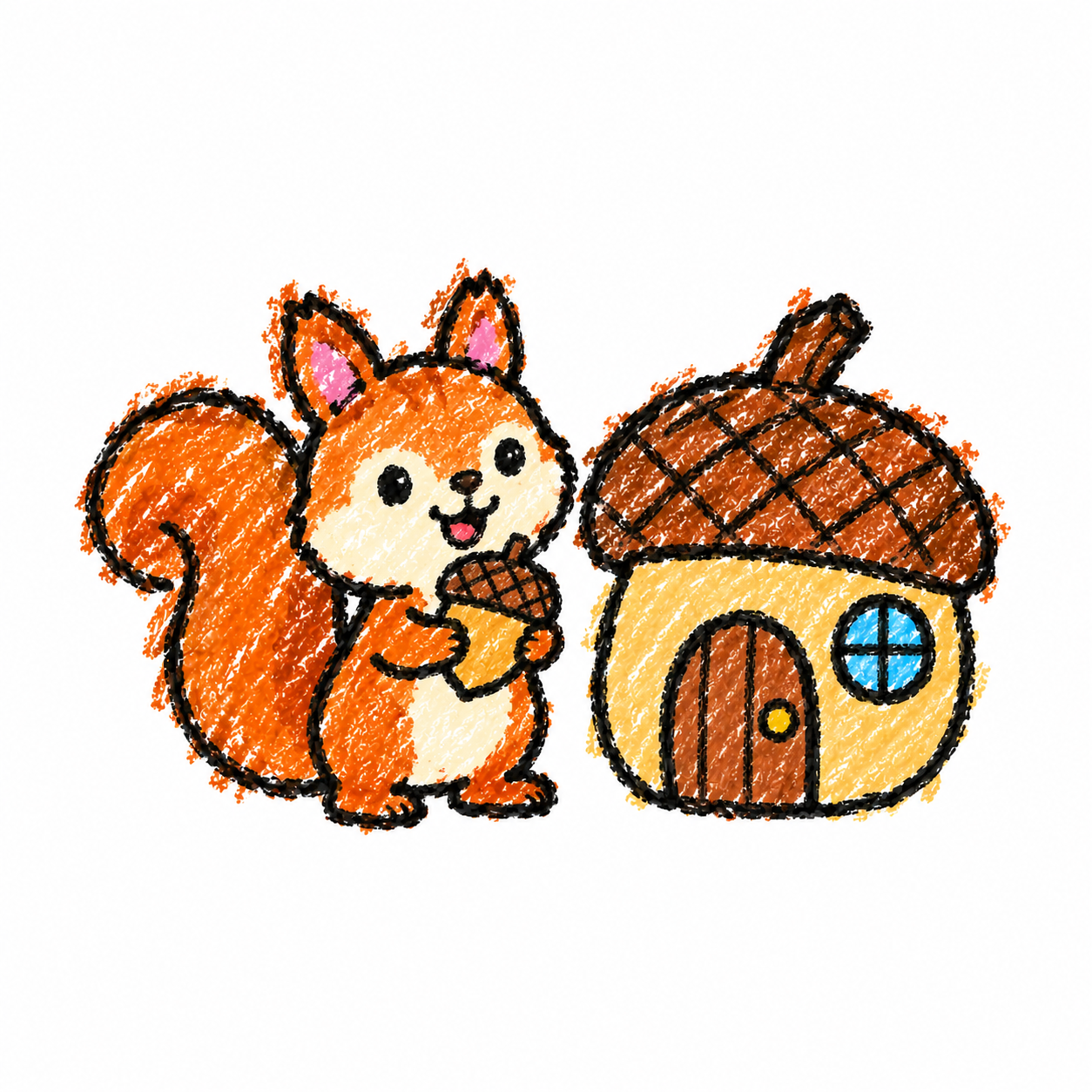 Acorn house and squirrel