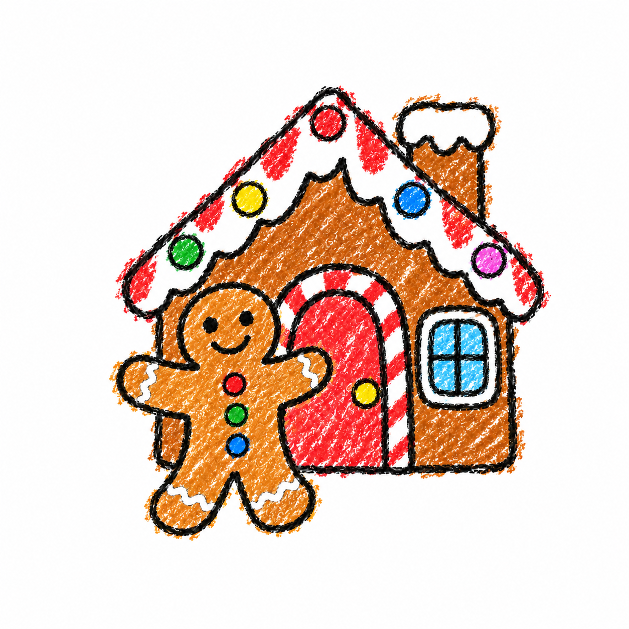 Biscuit cottage and gingerbread person