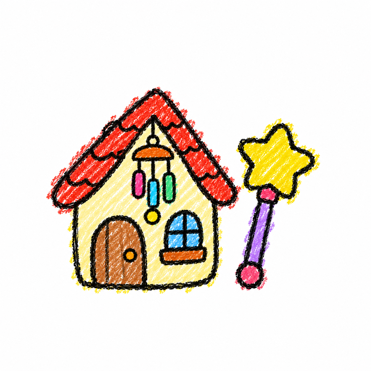 Wind-chime house and star wand