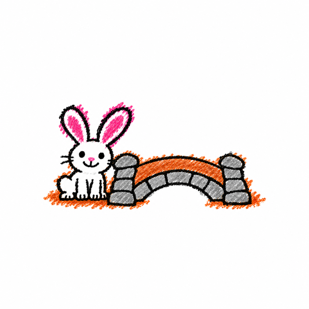 Little stone bridge and rabbit
