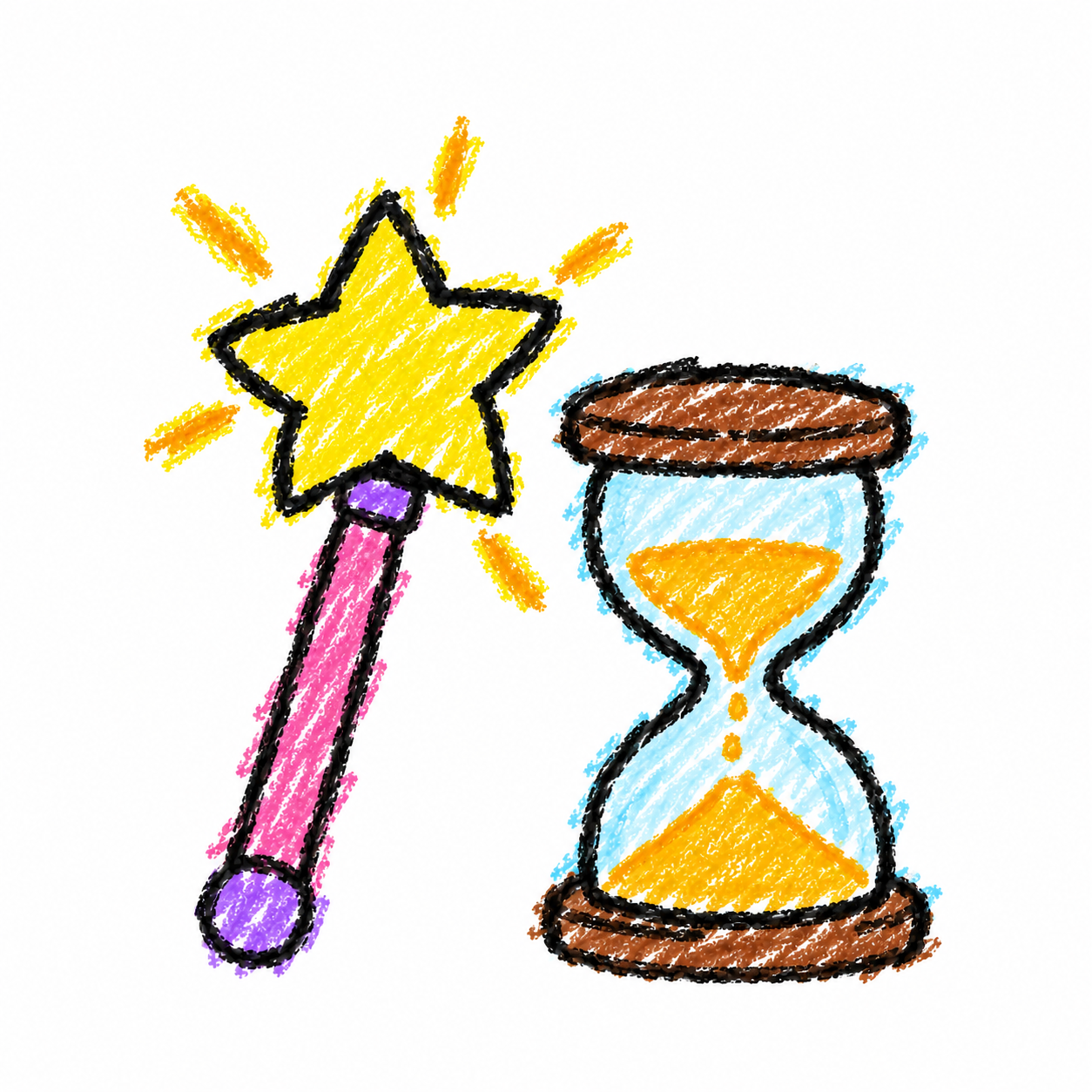 Star wand and hourglass