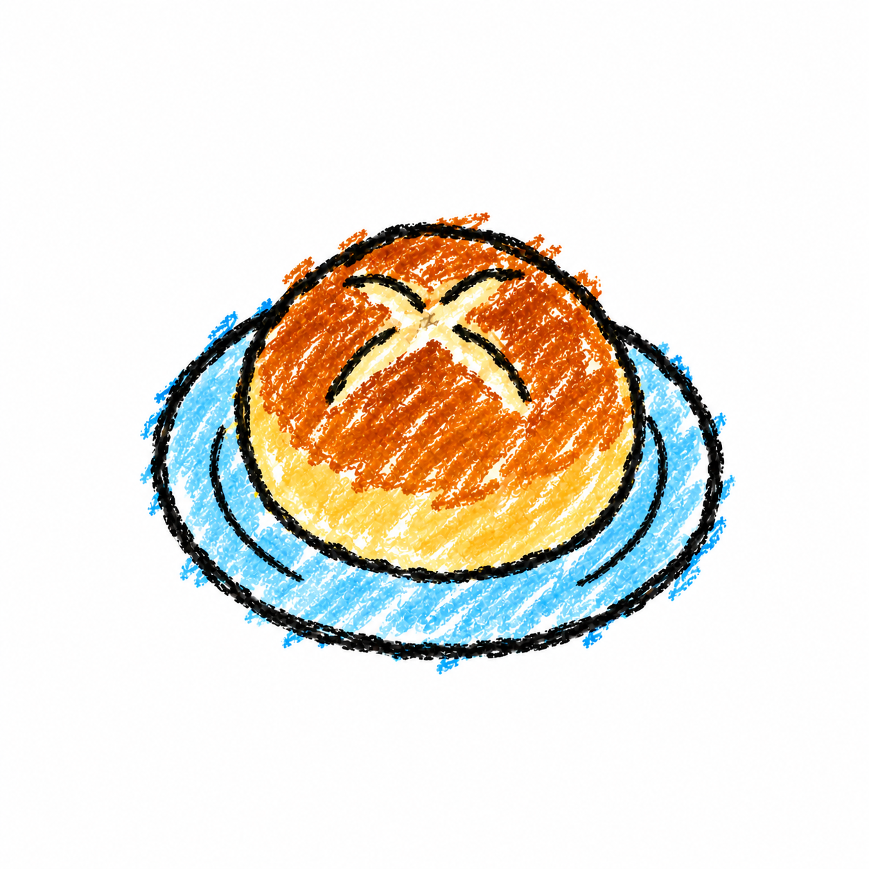 Bread roll and round plate