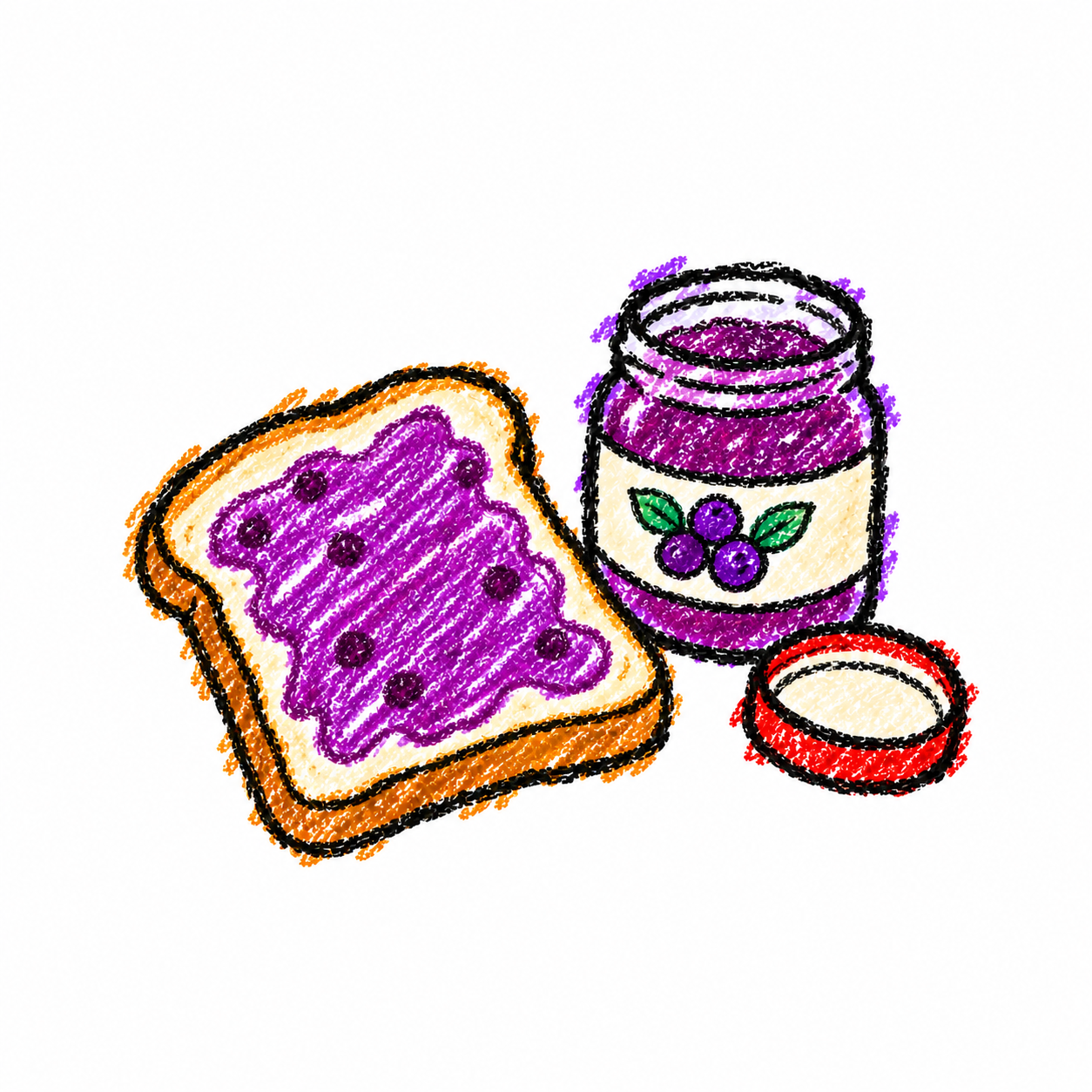 Jam jar and toast slice