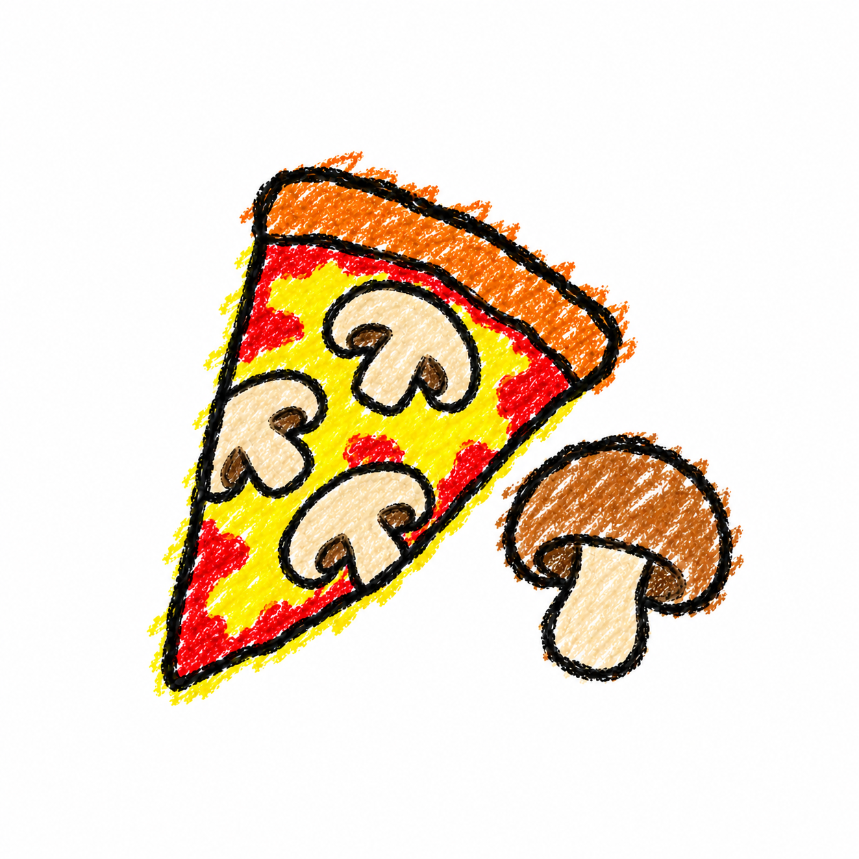 Pizza slice and mushroom