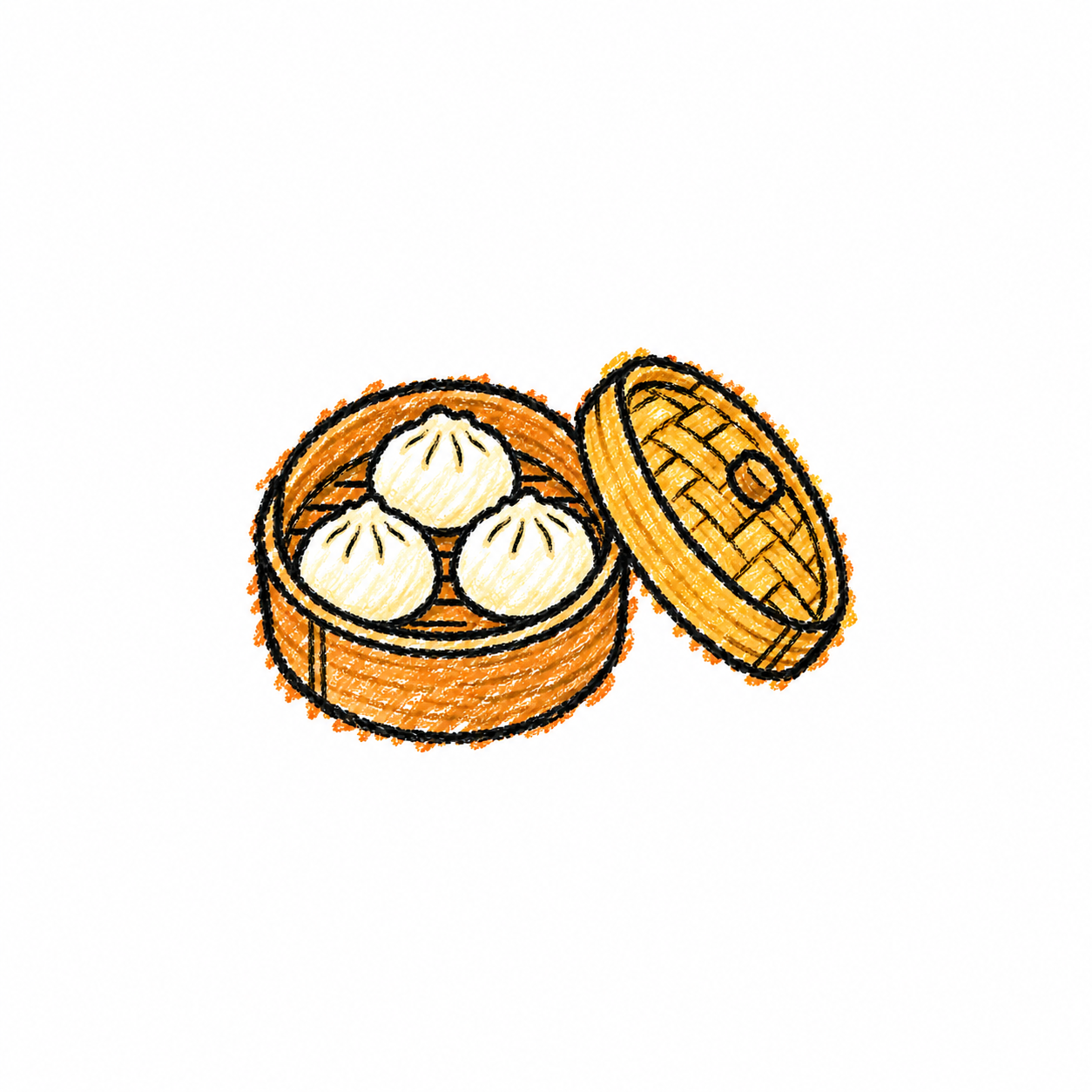 Steamed bun and bamboo steamer