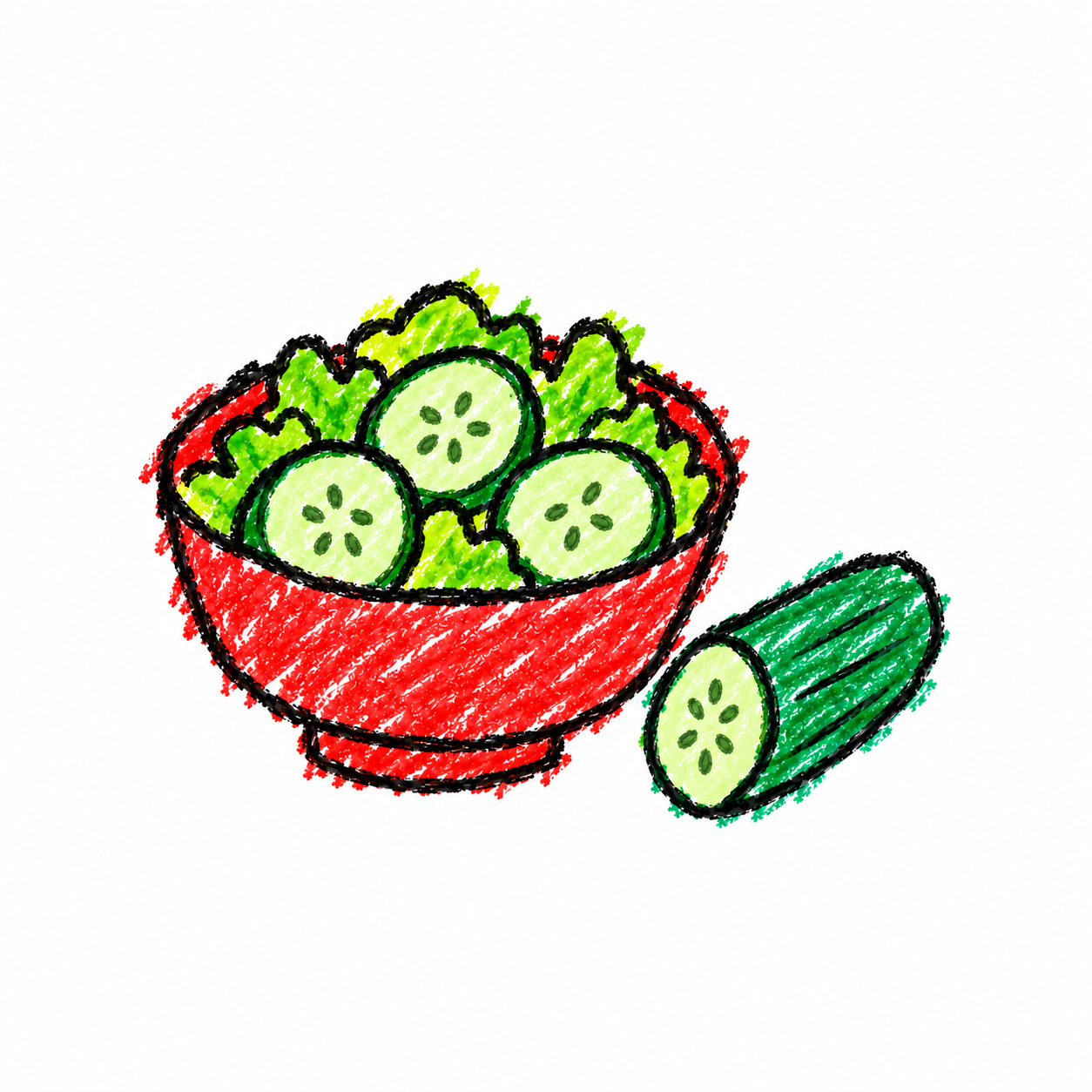 Salad bowl and cucumber