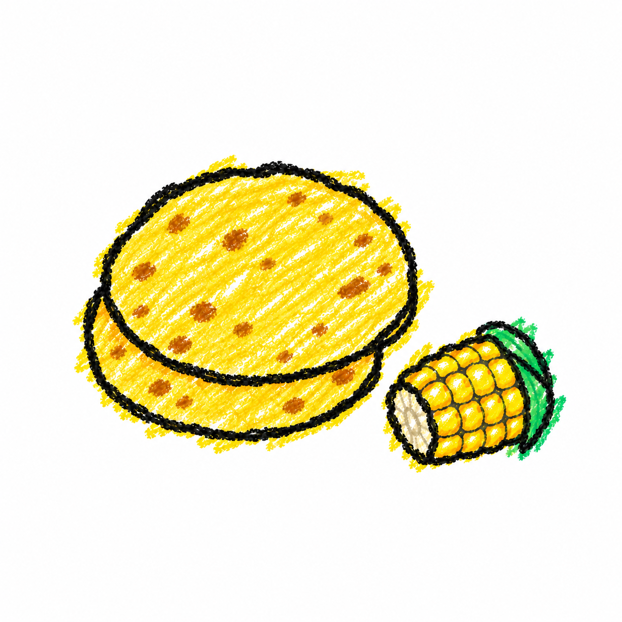 Corn tortilla and corn