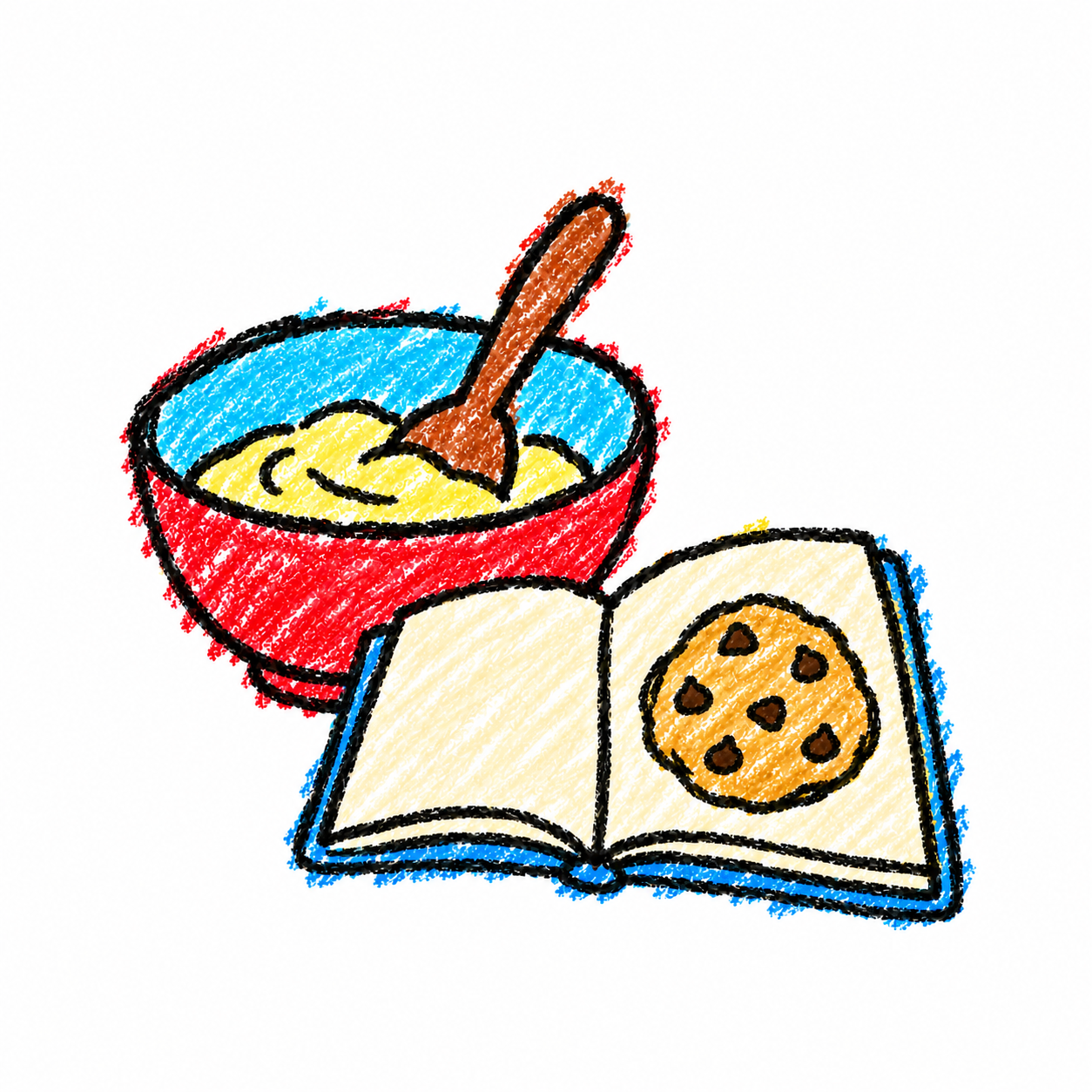 Mixing bowl and rectangular book